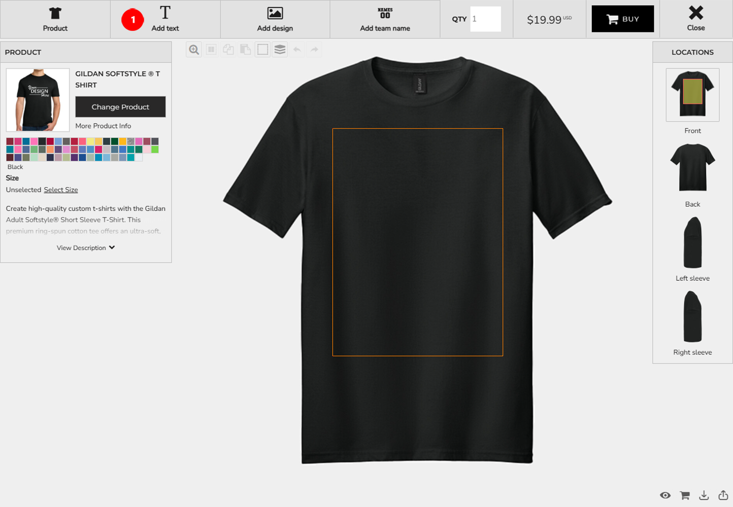 Design Studio Add Text button highlighted